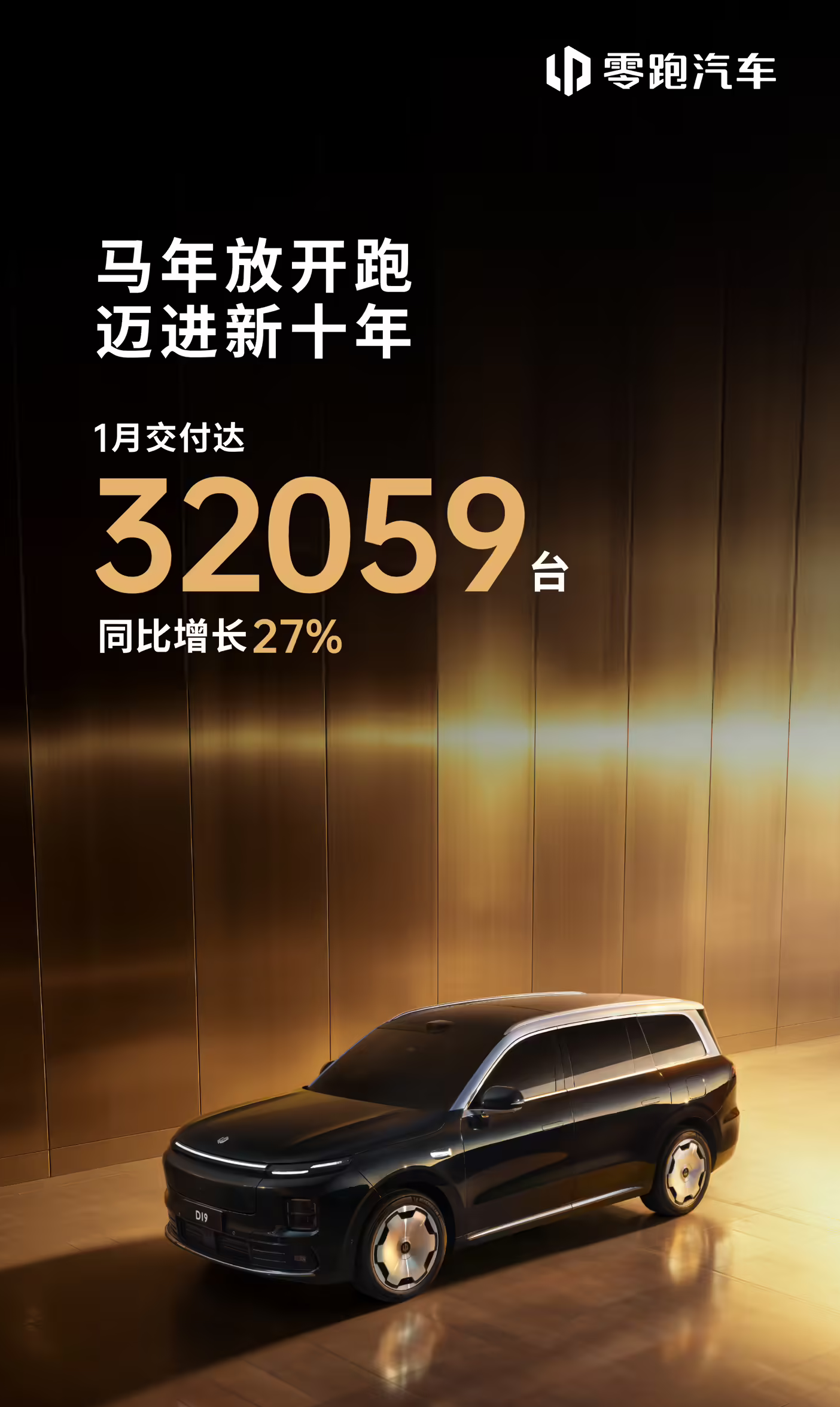 零跑汽车1月交付3.2万余台 同比增长27% 剑指2026年百万销量